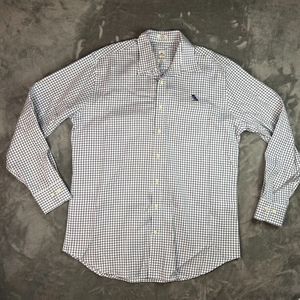 Peter Millar Shirt Mens Large White Blue Nanoluxe Easycare Button Up Cotton